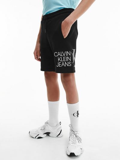 Calvin Klein Ruhák HU965261 | Calvin Klein Organic Cotton Logo Jogger Fiu Rövidnadrág Fekete